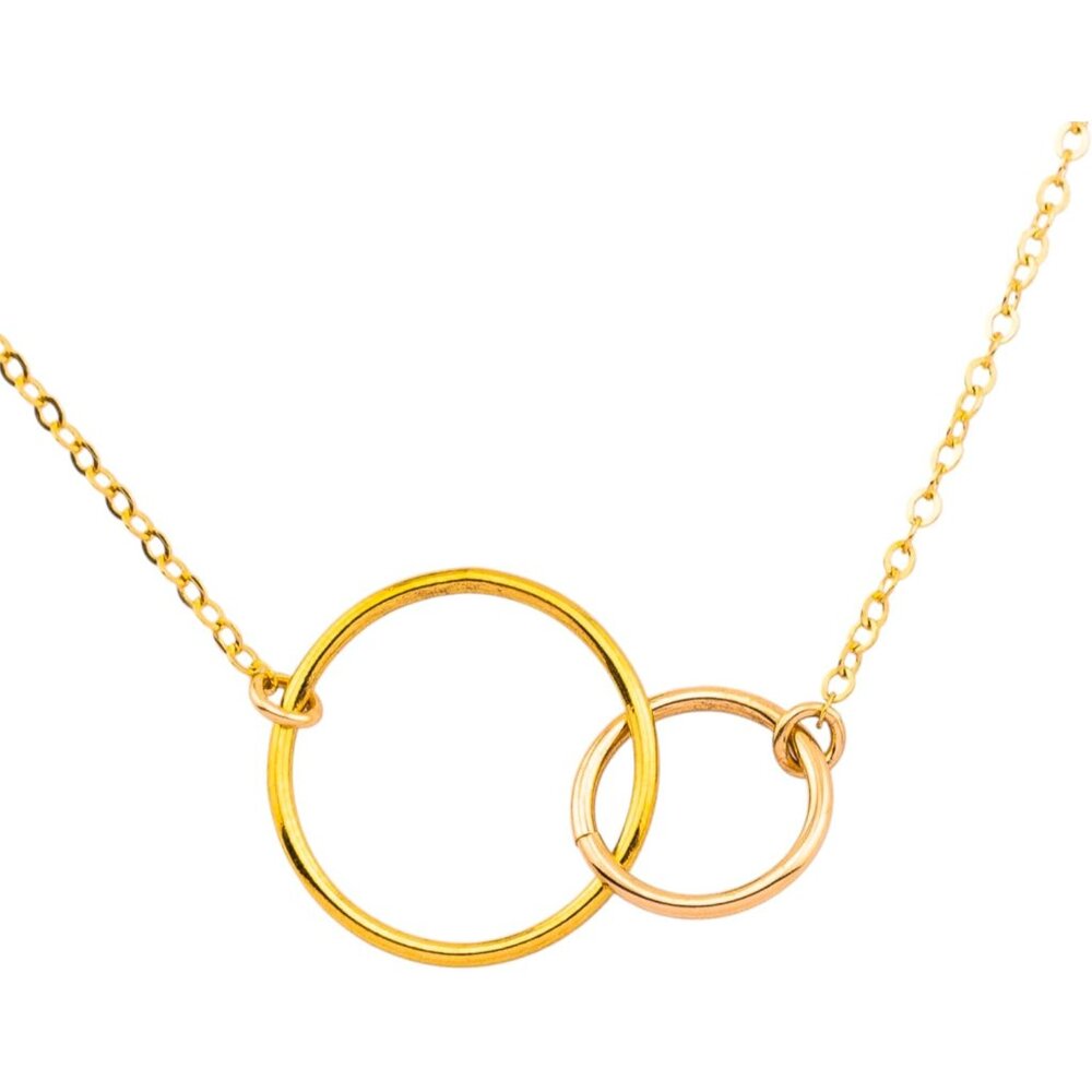Interlocking Double Circle Necklace 14k Gold Fill… - image 1